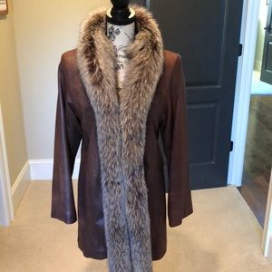 Ladies leather and fur coat